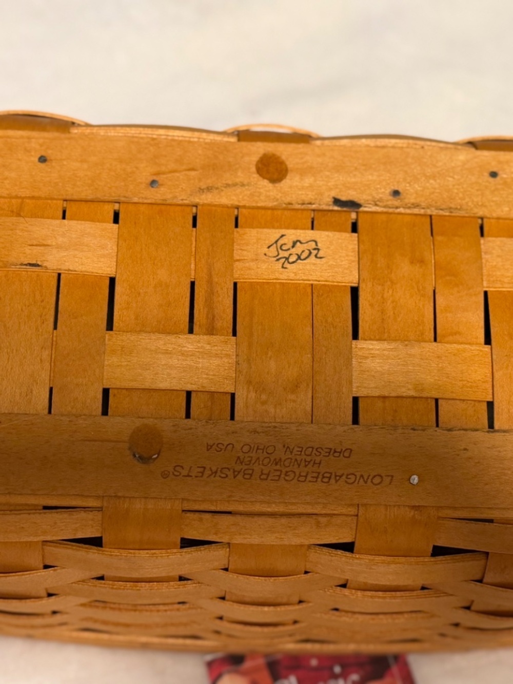 Longaberger Long Tissue Basket with Protector - Picture 3 of 6